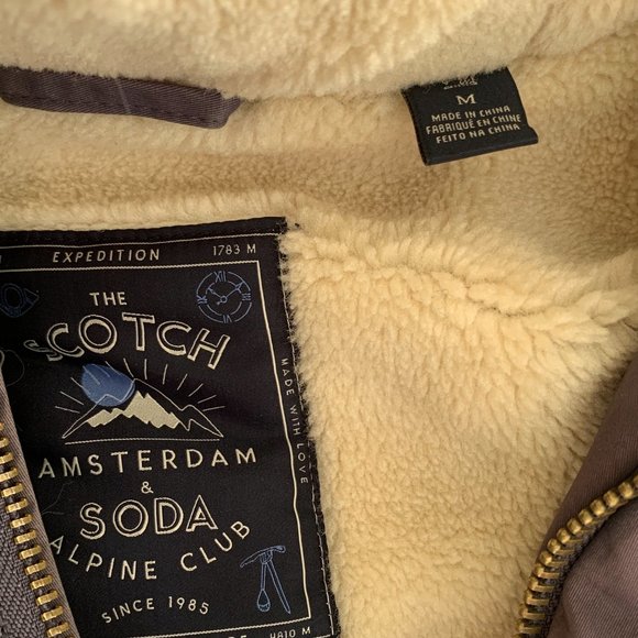 Scotch & Soda Men's Classic Parka with Teddy Lining, Steel Size M - Picture 5 of 12